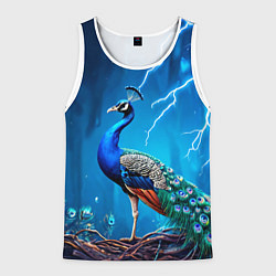 Мужская майка без рукавов Павлин и молния