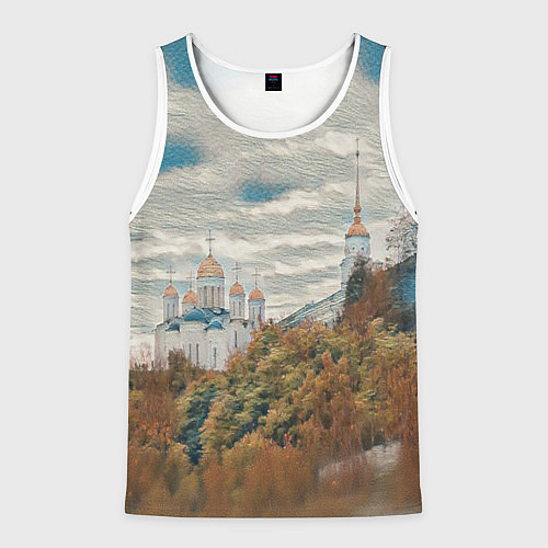 Мужская майка без рукавов Храм на горе / 3D-Белый – фото 1