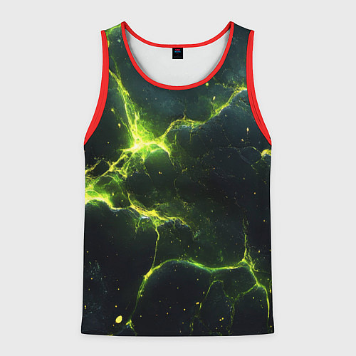 Мужская майка без рукавов Разбитая плита с зеленым светом / 3D-Красный – фото 1