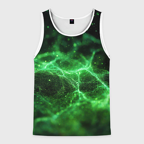 Мужская майка без рукавов Зеленая связь текстура / 3D-Белый – фото 1