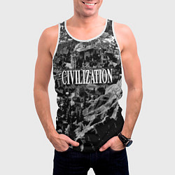 Майка-безрукавка мужская Civilization - global strategy, цвет: 3D-белый — фото 2