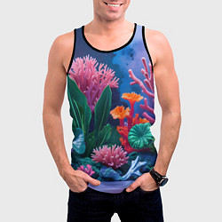 Майка-безрукавка мужская Подводные кораллы, цвет: 3D-черный — фото 2
