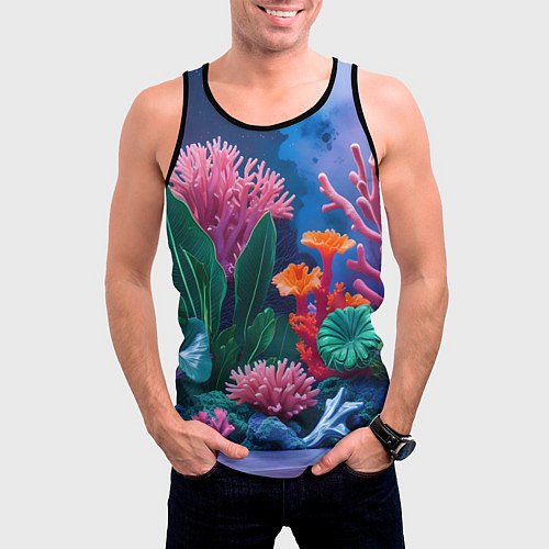 Мужская майка без рукавов Подводные кораллы / 3D-Черный – фото 3