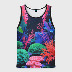 Майка-безрукавка мужская Подводный мир с кораллами, цвет: 3D-черный