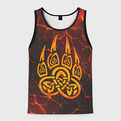 Мужская майка без рукавов Символ волчья лапа в огненной стихии
