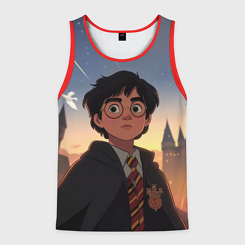 Мужская майка без рукавов Загадочный Гарри Поттер / 3D-Красный – фото 1