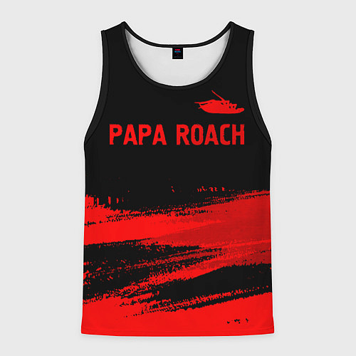 Мужская майка без рукавов Papa Roach - red gradient посередине / 3D-Черный – фото 1
