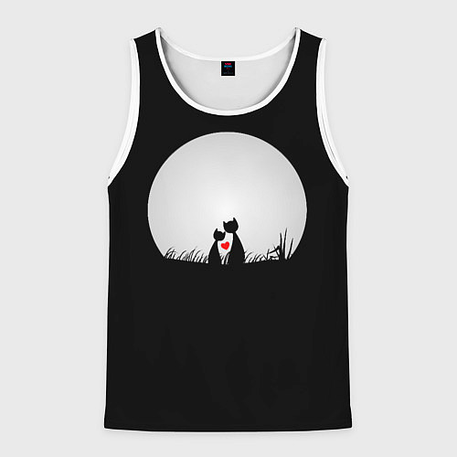 Мужская майка без рукавов Любовь при луне / 3D-Белый – фото 1