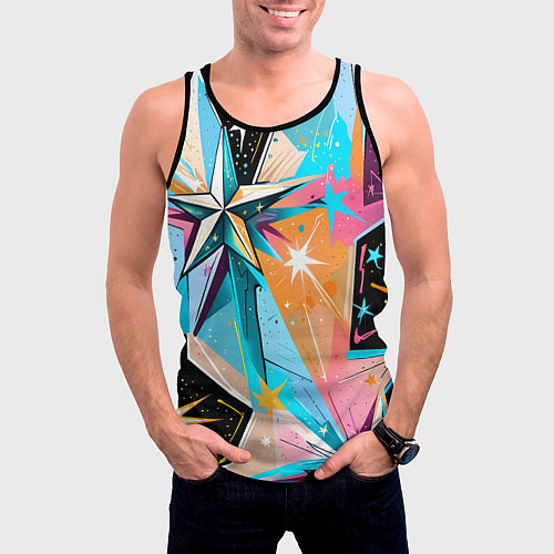 Мужская майка без рукавов Граффити звезды / 3D-Черный – фото 3