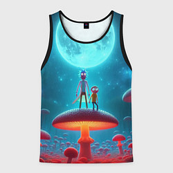 Мужская майка без рукавов Рик и Морти в стране неоновых гигантских грибов