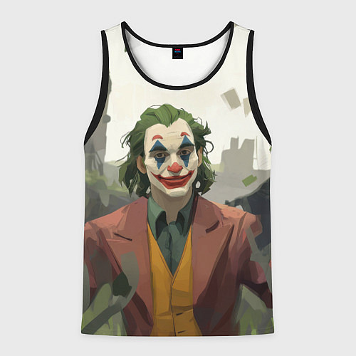 Мужская майка без рукавов Довольный Джокер / 3D-Черный – фото 1