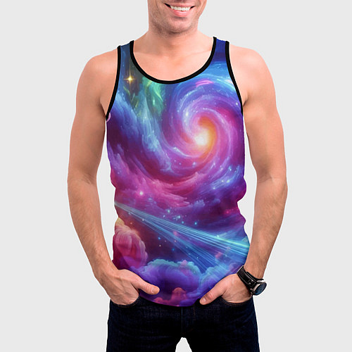 Мужская майка без рукавов Neon space fantasy / 3D-Черный – фото 3