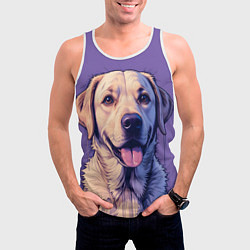 Майка-безрукавка мужская Лабрадор на фиолетовом фоне, цвет: 3D-белый — фото 2