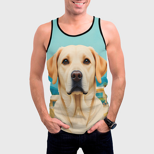Мужская майка без рукавов Лето и лабрадор / 3D-Черный – фото 3