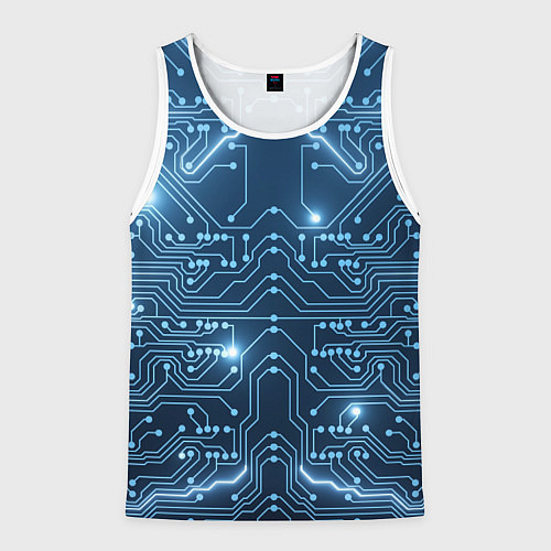 Мужская майка без рукавов Системная плата / 3D-Белый – фото 1