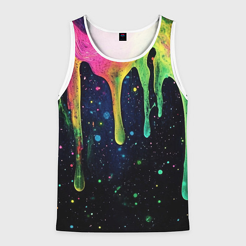 Мужская майка без рукавов Разноцветные потеки краски / 3D-Белый – фото 1