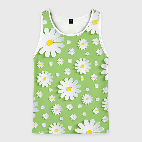 Мужская майка без рукавов Ромашки бумажные / 3D-Белый – фото 1