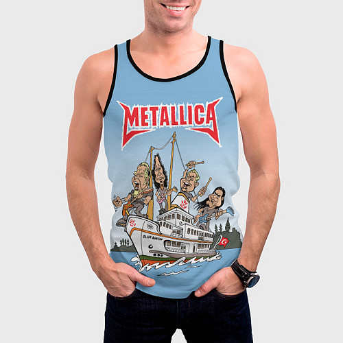 Мужская майка без рукавов Metallica - on the ship / 3D-Черный – фото 3