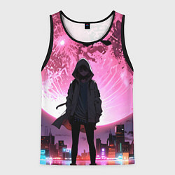 Мужская майка без рукавов Аниме и розовая луна