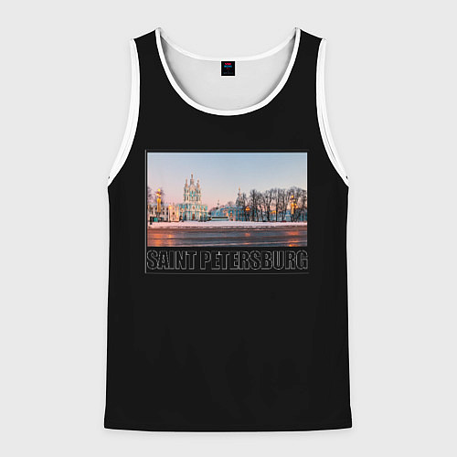 Мужская майка без рукавов Санкт-Петербург Смольный собор / 3D-Белый – фото 1