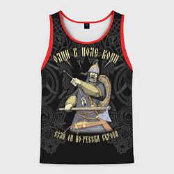 Мужская майка без рукавов Один в поле воин если он по-русски скроен