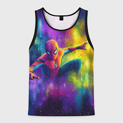 Мужская майка без рукавов Человек - паук радужные краски
