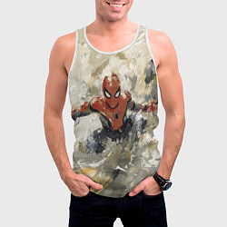 Майка-безрукавка мужская Человек - паук маслом, цвет: 3D-белый — фото 2