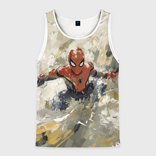 Мужская майка без рукавов Человек - паук маслом / 3D-Белый – фото 1