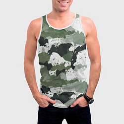 Майка-безрукавка мужская Зеленый фактурный камуфляж, цвет: 3D-белый — фото 2