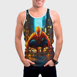 Майка-безрукавка мужская Человек паук на старте, цвет: 3D-белый — фото 2