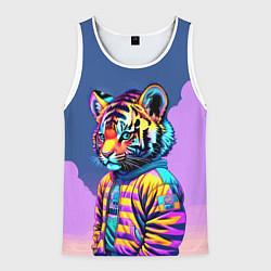 Майка-безрукавка мужская Cool tiger cub - pop art, цвет: 3D-белый