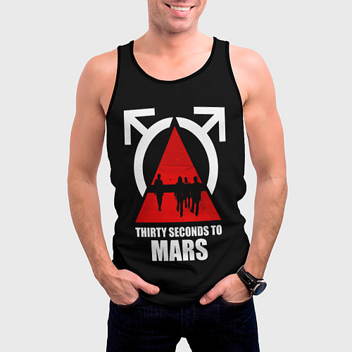 Мужская майка без рукавов 30 Seconds to Mars - poster / 3D-Черный – фото 3