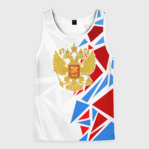 Мужская майка без рукавов Герб России - фрагментация цветов / 3D-Белый – фото 1