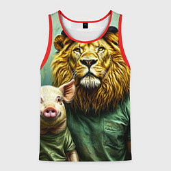 Мужская майка без рукавов Лев со свиньей