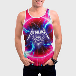 Майка-безрукавка мужская Metallica - neon glow, цвет: 3D-белый — фото 2