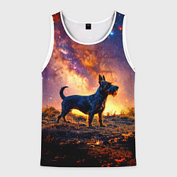 Мужская майка без рукавов Скотч-терьер в космосе