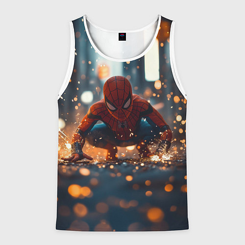 Мужская майка без рукавов Человек паук и золотая пыльца / 3D-Белый – фото 1