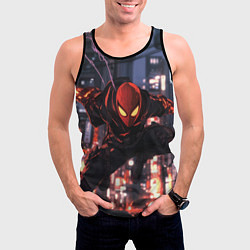 Майка-безрукавка мужская Человек паук в черном, цвет: 3D-черный — фото 2