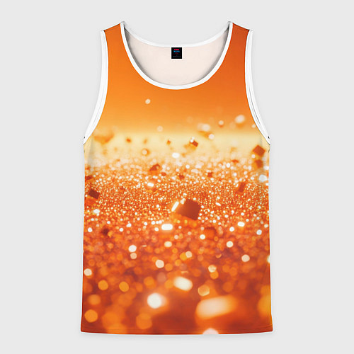 Мужская майка без рукавов Оранжевые блестящие частицы текстура / 3D-Белый – фото 1