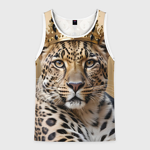 Мужская майка без рукавов Королевский леопард / 3D-Белый – фото 1