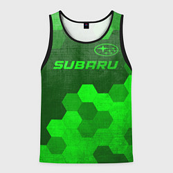 Майка-безрукавка мужская Subaru - green gradient посередине, цвет: 3D-черный