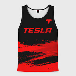 Мужская майка без рукавов Tesla - red gradient посередине