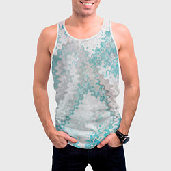 Майка-безрукавка мужская Серо-бирюзовый абстрактный, цвет: 3D-белый — фото 2