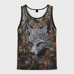 Мужская майка без рукавов Хищный серый лис