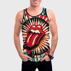Майка-безрукавка мужская Logo of the Rolling Stones - pop art, цвет: 3D-черный — фото 2