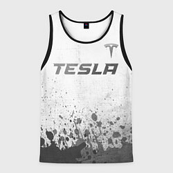 Мужская майка без рукавов Tesla - white gradient посередине