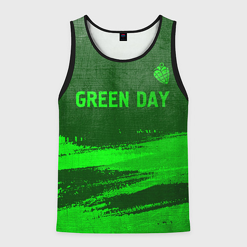 Мужская майка без рукавов Green Day - green gradient посередине / 3D-Черный – фото 1