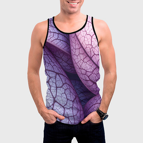 Мужская майка без рукавов Прожилки экзотического растения / 3D-Черный – фото 3