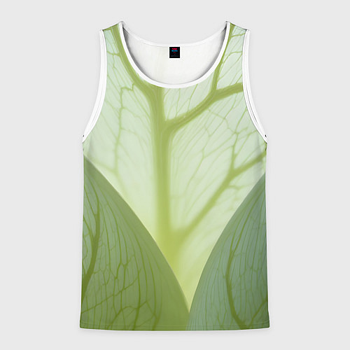 Мужская майка без рукавов Макро съемка листа / 3D-Белый – фото 1
