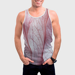 Майка-безрукавка мужская Розовые листья, цвет: 3D-белый — фото 2